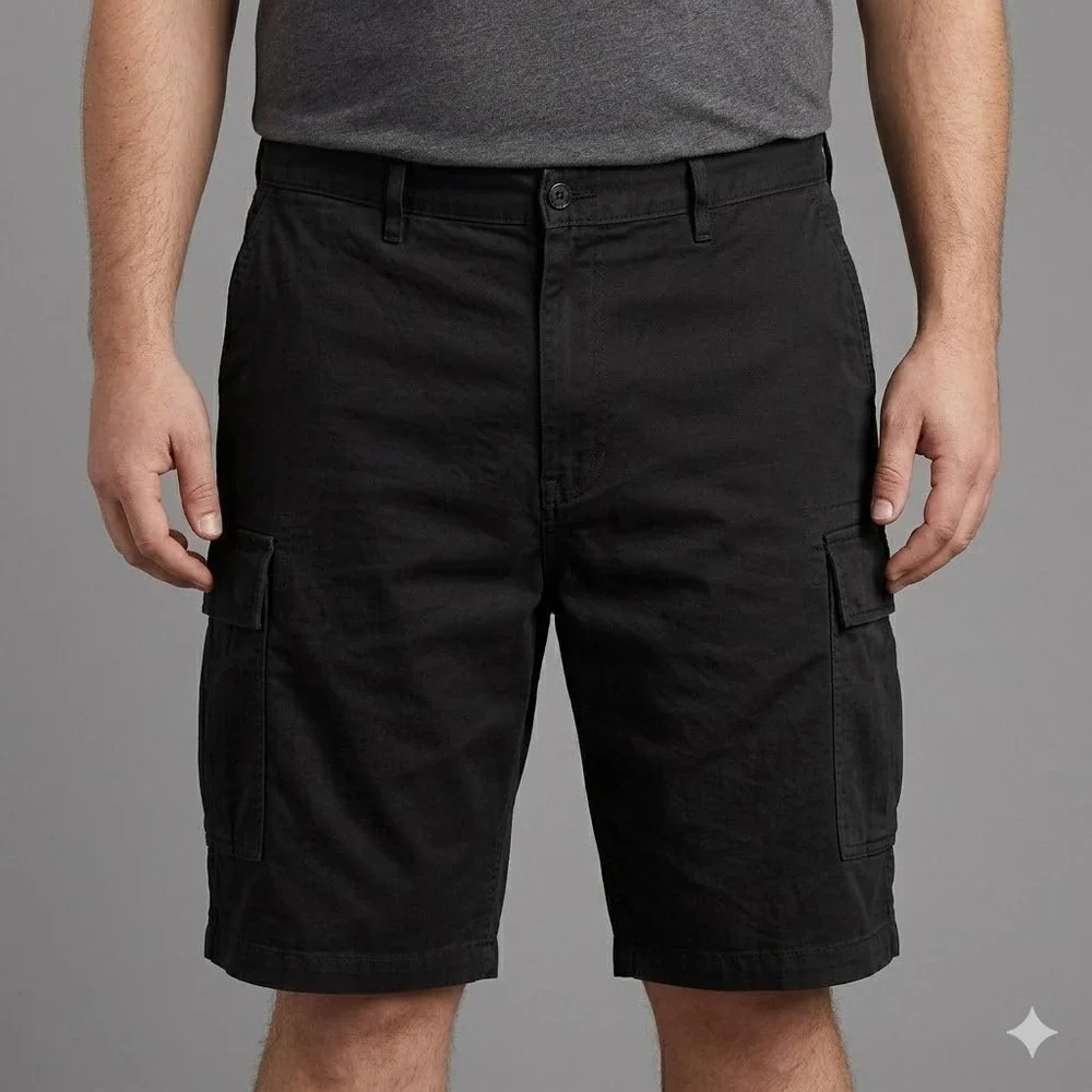 Levi's Big & Tall Cotton Cargo Shorts Black Size 42 100% Cotton EUC‎